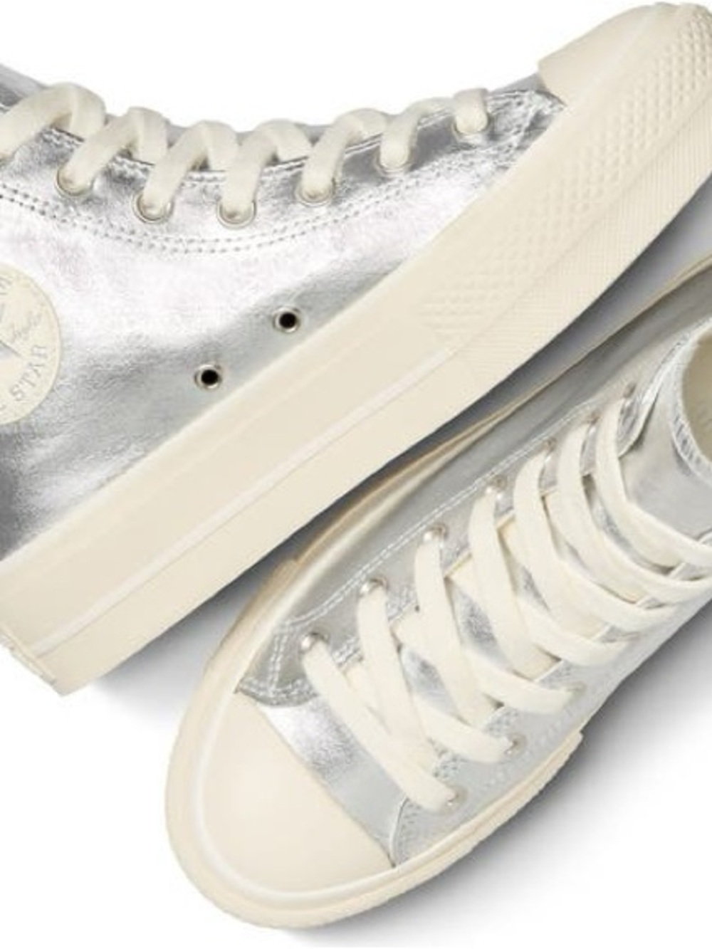 Converse Silver Low-Top Sneakers with Cream Trim